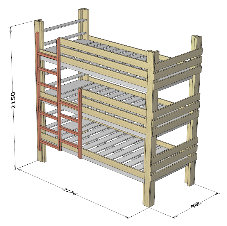 自作三段ベッドの設計図