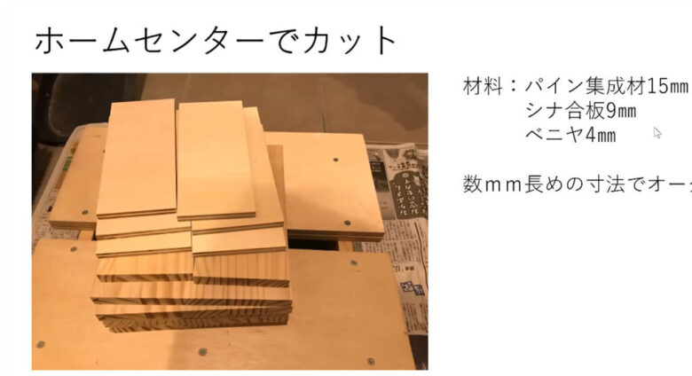 木材は数mm長めにカットしてもらいました